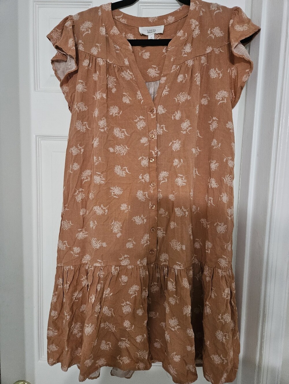 Lucky Brand Floral Flutter Sleeve Mini Dress